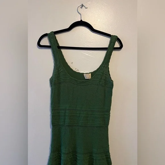 Torn By Ronny Kobo Green Fit & Flare Knit Dress Size Medium Elegant Sleeveless - Picture 4 of 10